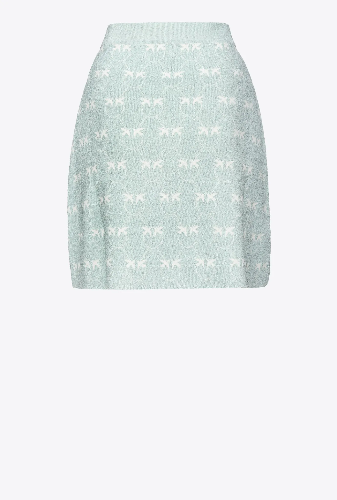 Jupes|PINKO Mini-Jupe Monogram En Lurex Aigue-Marine/Blanc