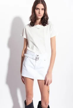 Jeans|PINKO Mini-Jupe Short Ceinturee Blanc Brill.