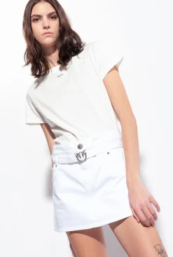 Jeans|PINKO Mini-Jupe Short Ceinturee Blanc Brill.