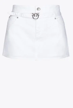 Jeans|PINKO Mini-Jupe Short Ceinturee Blanc Brill.