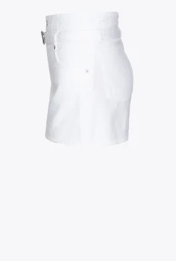 Jeans|PINKO Mini-Jupe Short Ceinturee Blanc Brill.