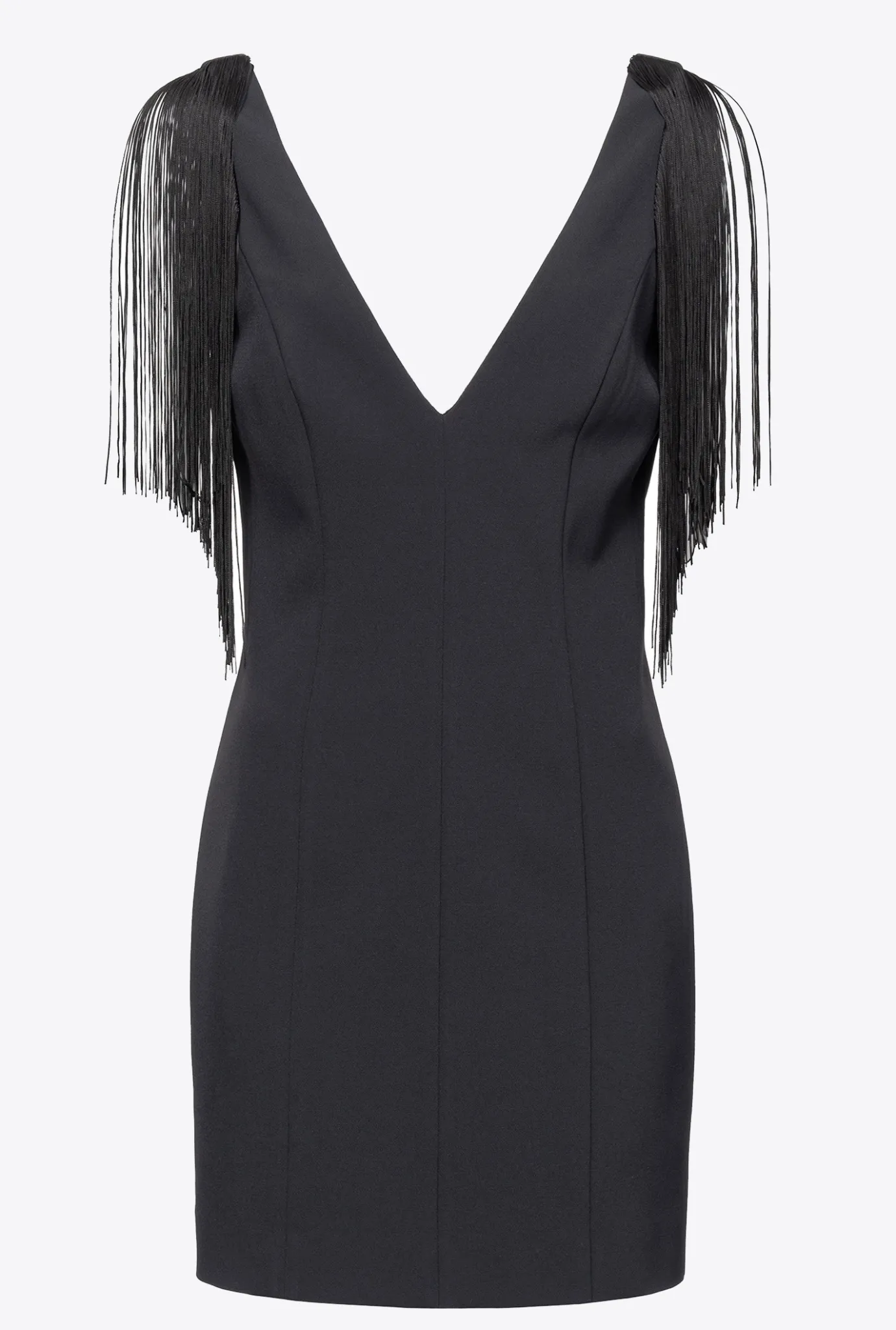 Robes|PINKO Mini-Robe A Epaules Frangees Noir Limousine