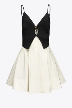 Robes|PINKO Mini-Robe Avec Broche Bijou Blanc/Noir