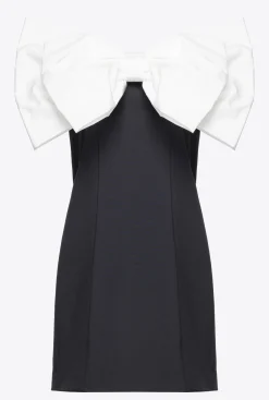 Robes|PINKO Mini-Robe Avec Maxi Noeud Sur Le Devant Noir/Blanc