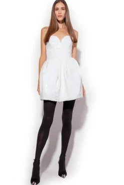 Robes|PINKO Mini-Robe Boule Blanche Entierement Pailletee Galleria Blanc Casse