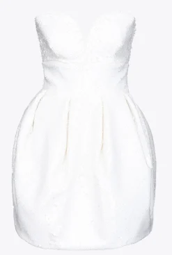 Robes|PINKO Mini-Robe Boule Blanche Entierement Pailletee Galleria Blanc Casse