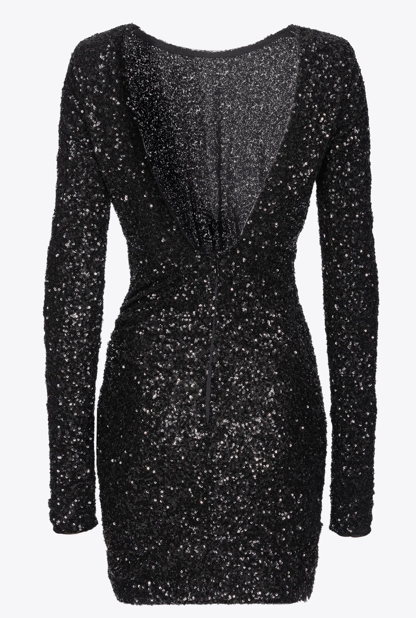 Robes|PINKO Mini-Robe Cache-Coeur Entierement Pailletee Noir Limousine