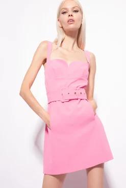 Robes|PINKO Mini-Robe Ceinturee Rose-Convolvus