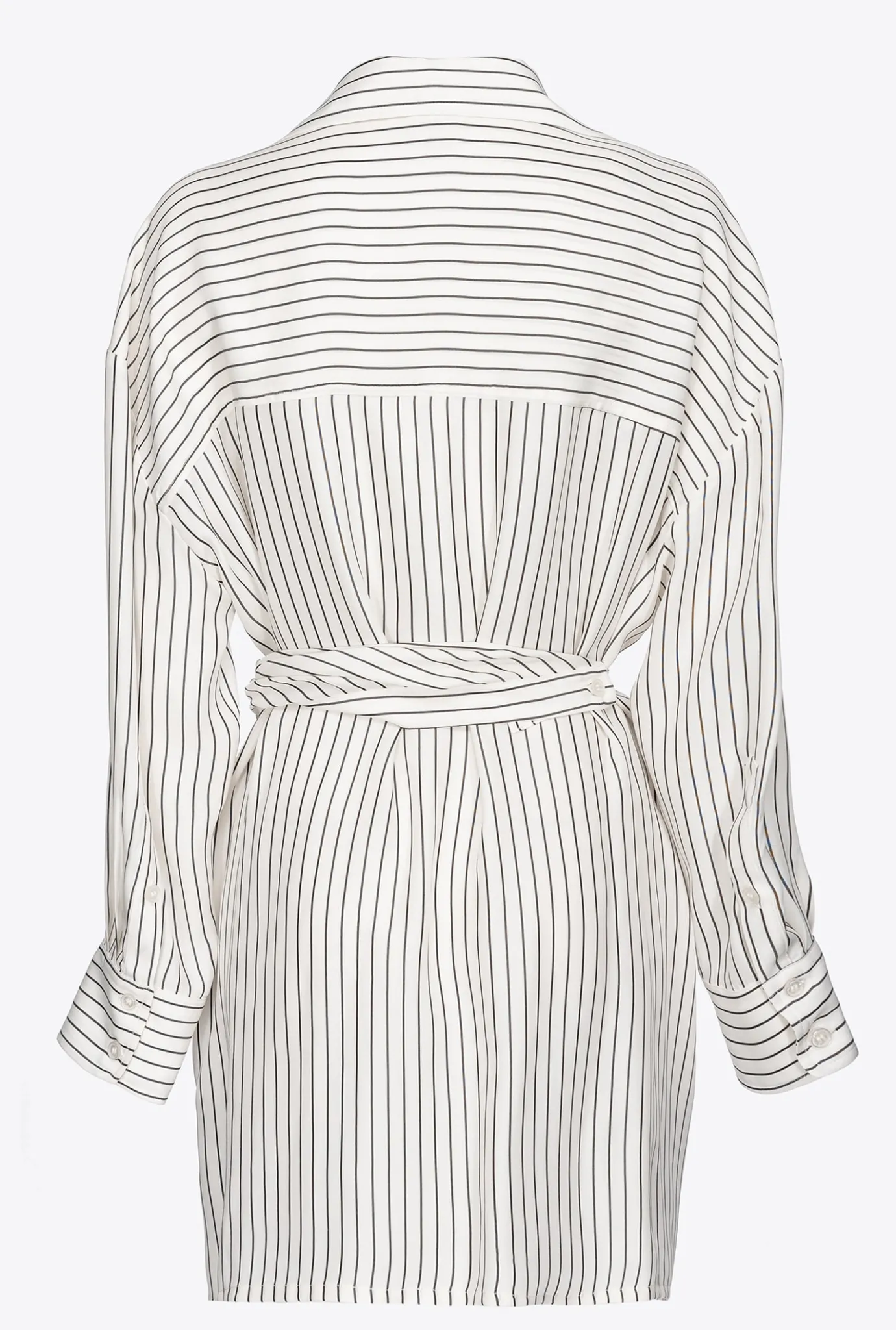 Robes|PINKO Mini-Robe Chemise A Rayures Blanc/Noir