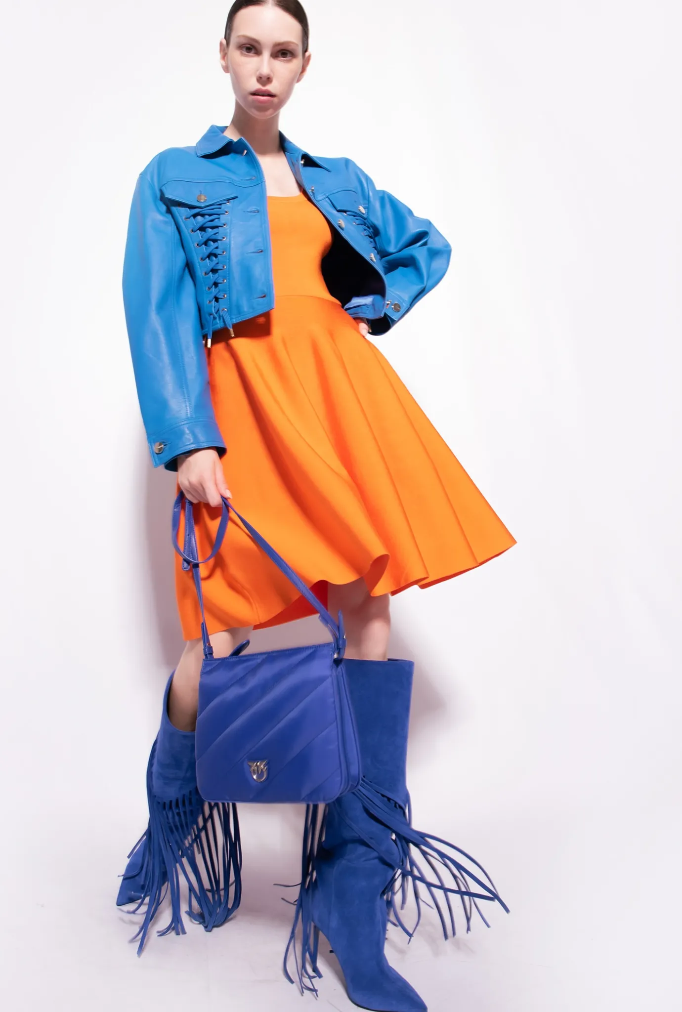 Robes|PINKO Mini-Robe Croisee Au Dos Orange Vibrant