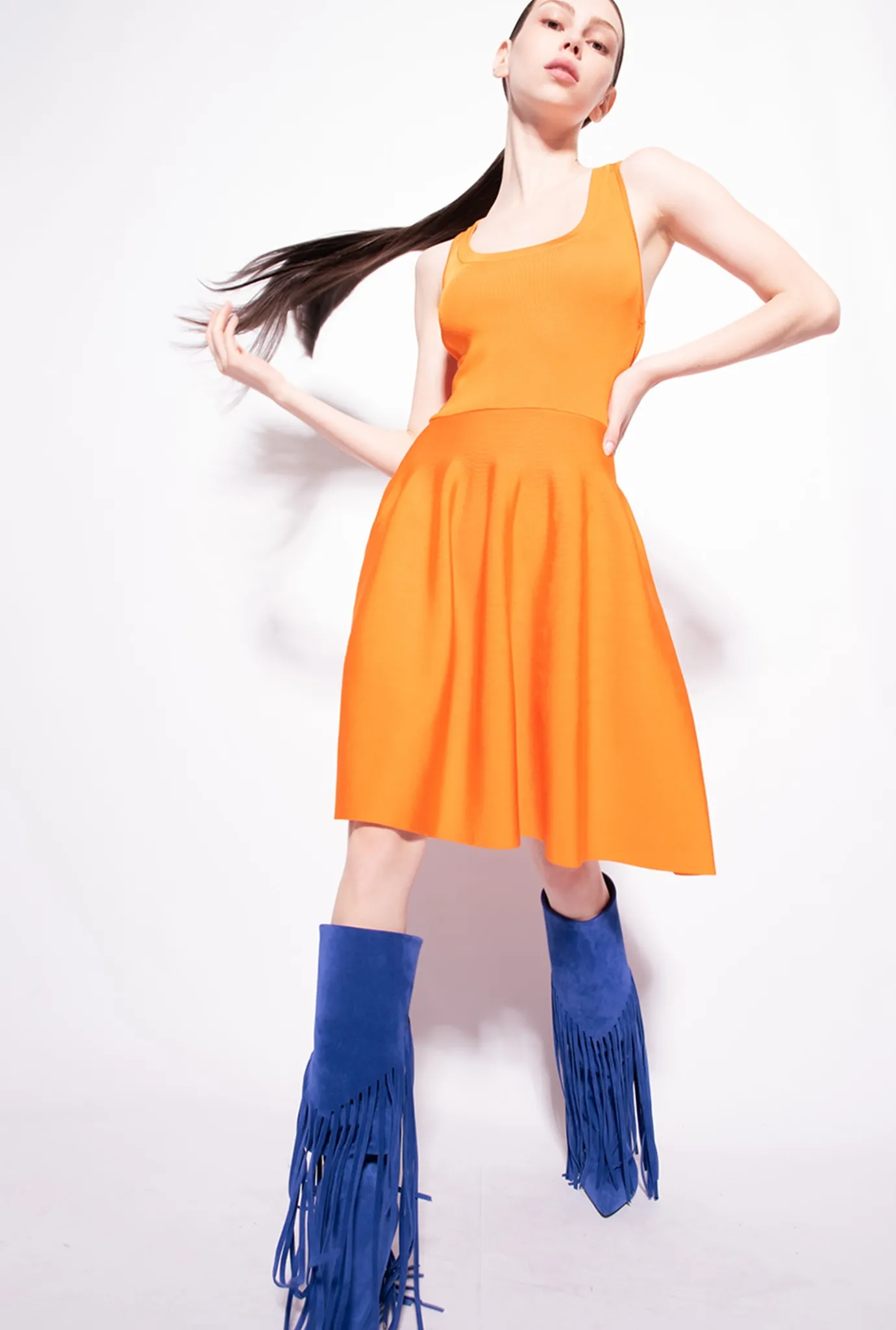 Robes|PINKO Mini-Robe Croisee Au Dos Orange Vibrant