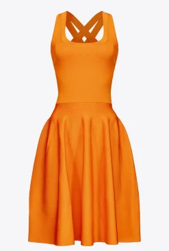 Robes|PINKO Mini-Robe Croisee Au Dos Orange Vibrant