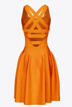 Robes|PINKO Mini-Robe Croisee Au Dos Orange Vibrant