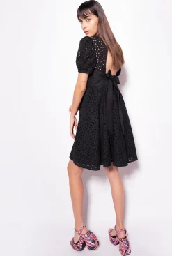 Robes|PINKO Mini-Robe En Broderie Anglaise Noir Limousine