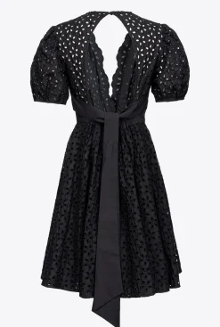 Robes|PINKO Mini-Robe En Broderie Anglaise Noir Limousine