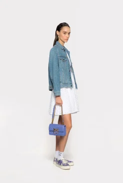 Robes|PINKO Mini-Robe En Broderie Anglaise Blanc Brill.