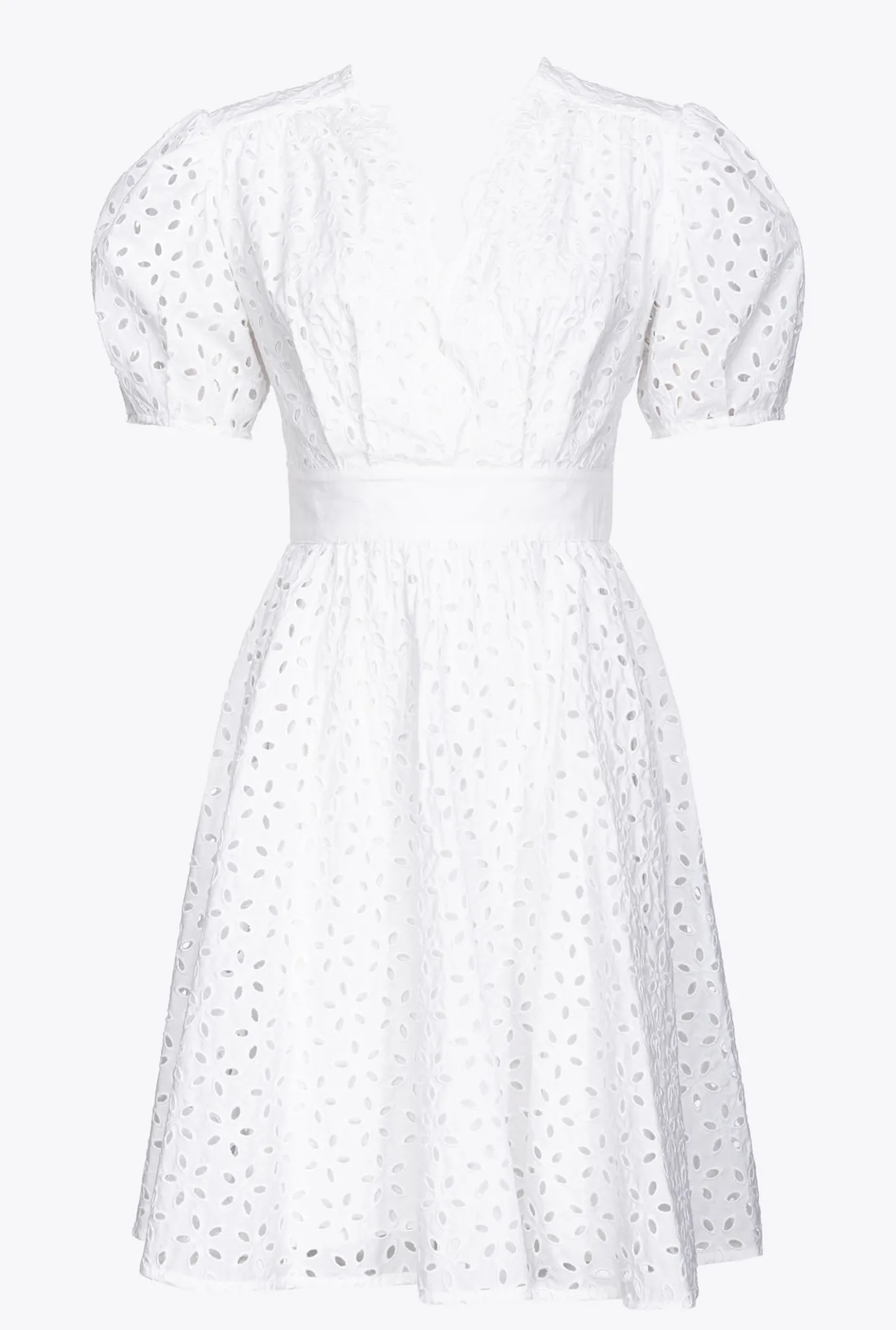 Robes|PINKO Mini-Robe En Broderie Anglaise Blanc Brill.