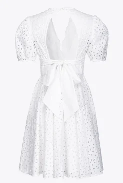 Robes|PINKO Mini-Robe En Broderie Anglaise Blanc Brill.