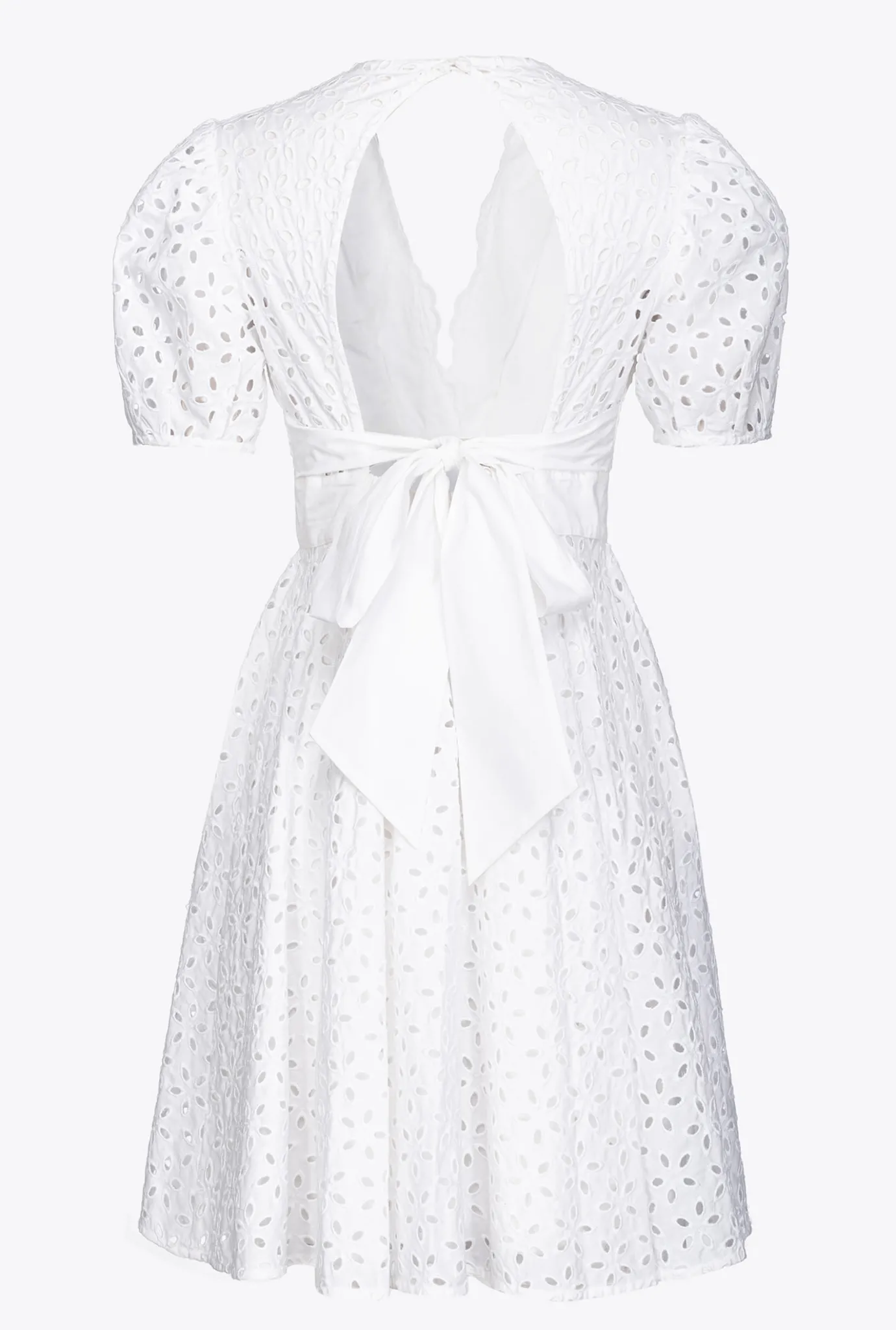 Robes|PINKO Mini-Robe En Broderie Anglaise Blanc Brill.