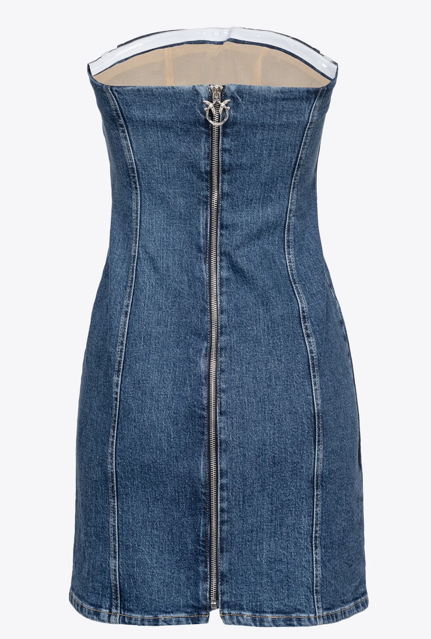 Tailleurs Et Ensembles|PINKO Mini-Robe En Denim A Lacets Delavage Vintage Moyen/Clair