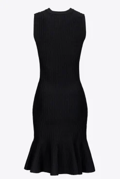 Robes|PINKO Mini-Robe En Maille Avec Chaine Noir Limousine