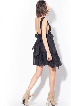 Robes|PINKO Mini-Robe En Mousseline Noir Limousine