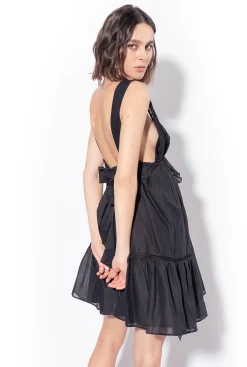 Robes|PINKO Mini-Robe En Mousseline Noir Limousine