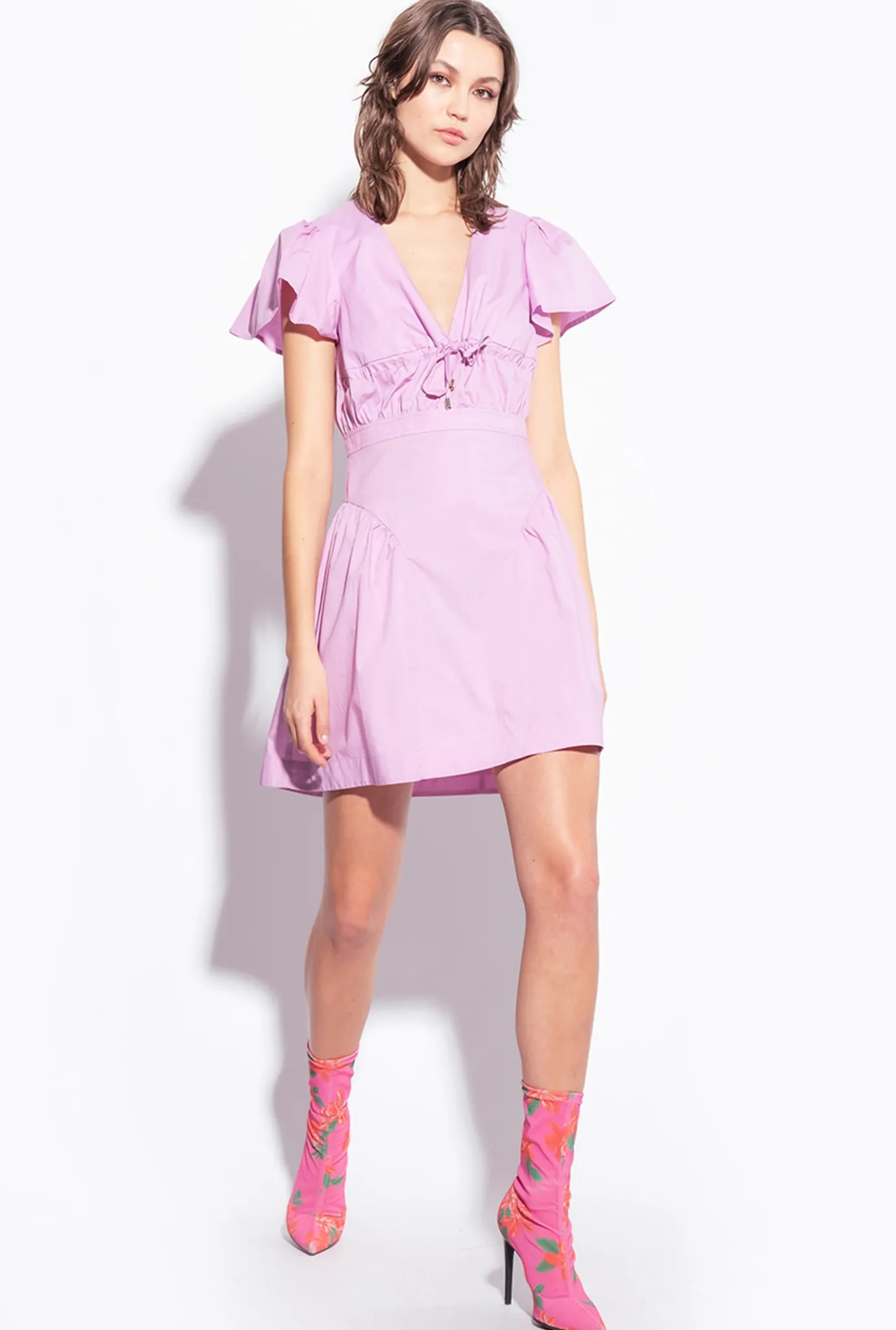 Robes|PINKO Mini-Robe En Popeline Safran Fonce