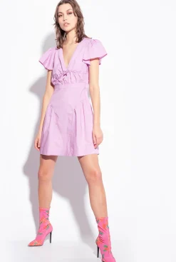 Robes|PINKO Mini-Robe En Popeline Safran Fonce