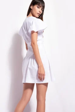 Robes|PINKO Mini-Robe En Popeline Blanc Brill.