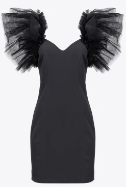 Robes|PINKO Mini-Robe En Tulle Noir Limousine