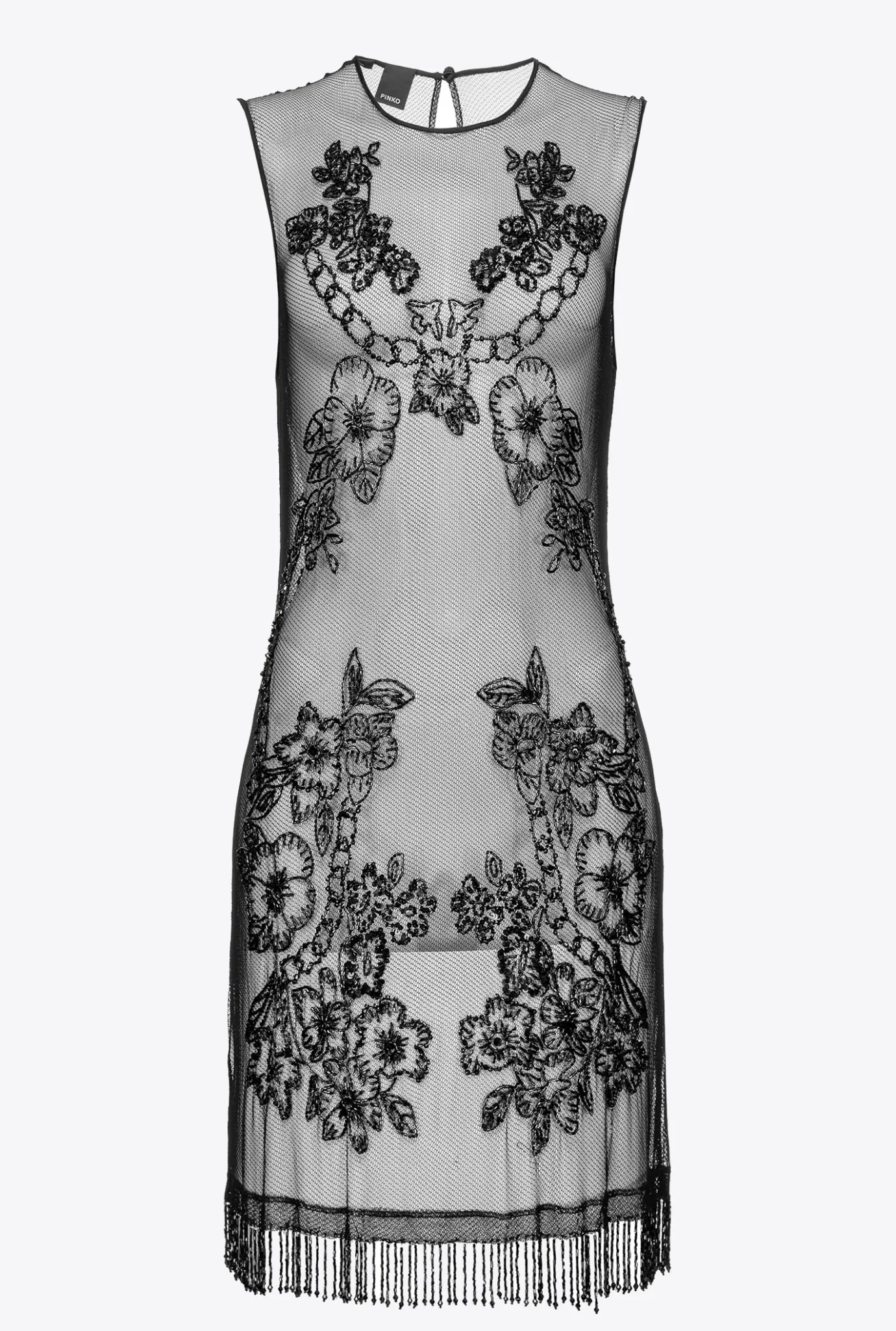 Tailleurs Et Ensembles|PINKO Mini-Robe En Tulle A Broderie Facon Tatouage Noir Limousine