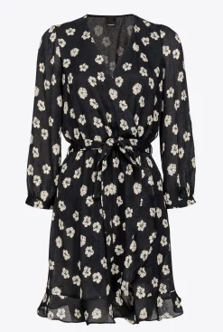 Robes|PINKO Mini-Robe Fleur Graphique Noir/Ecru