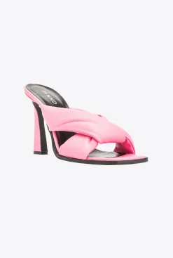 Chaussures|PINKO Mules A Talon En Cuir Nappa Rose Marin