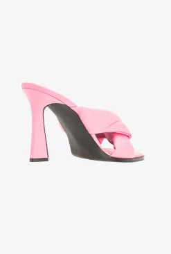 Chaussures|PINKO Mules A Talon En Cuir Nappa Rose Marin
