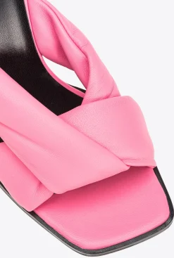 Chaussures|PINKO Mules A Talon En Cuir Nappa Rose Marin