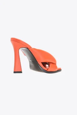Chaussures|PINKO Mules A Talon En Cuir Nappa Orange Vibrant