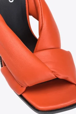Chaussures|PINKO Mules A Talon En Cuir Nappa Orange Vibrant