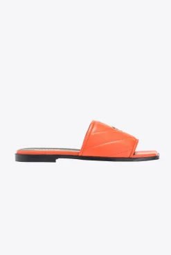 Chaussures|PINKO Mules En Cuir Nappa Matelasse Orange Vibrant