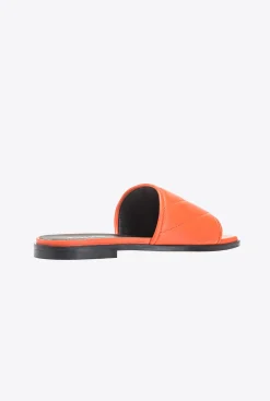Chaussures|PINKO Mules En Cuir Nappa Matelasse Orange Vibrant