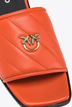 Chaussures|PINKO Mules En Cuir Nappa Matelasse Orange Vibrant