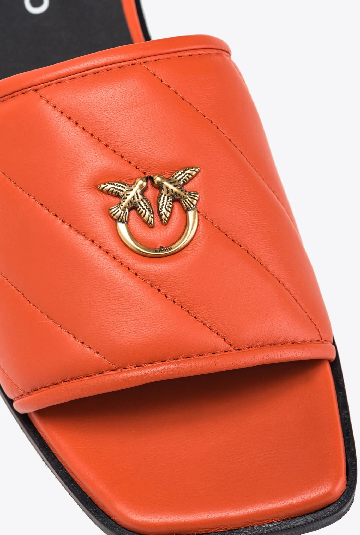 Chaussures|PINKO Mules En Cuir Nappa Matelasse Orange Vibrant