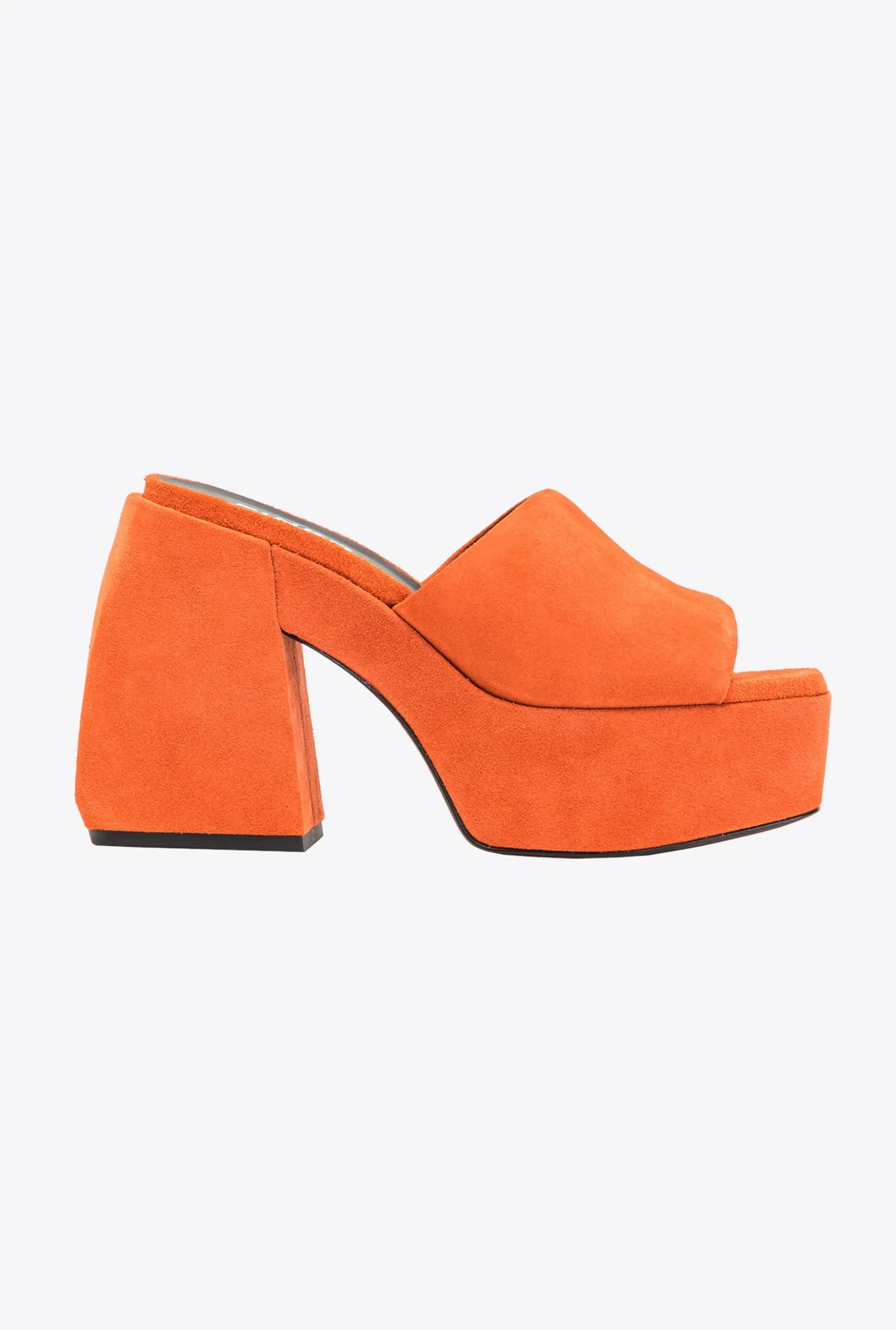 Chaussures|PINKO Mules Hautes En Daim Orange Vibrant
