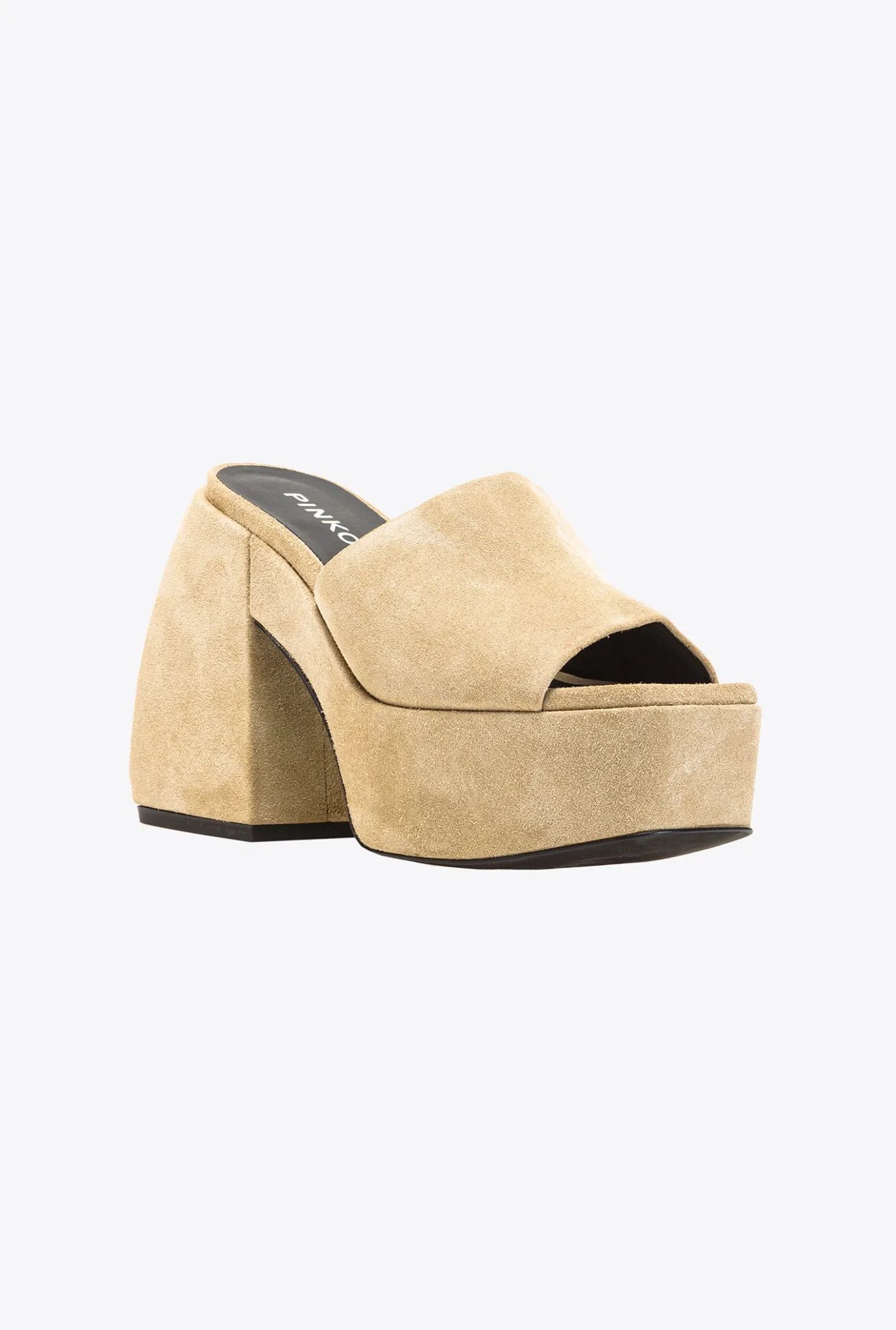Chaussures|PINKO Mules Hautes En Daim Beige-Taupe Clair