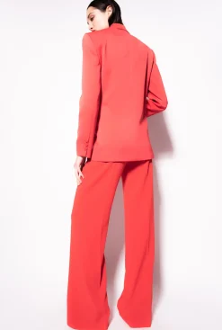 Tailleurs Et Ensembles|PINKO Pantalon A Boutons Dores Rouge Formule 1