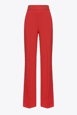 Tailleurs Et Ensembles|PINKO Pantalon A Boutons Dores Rouge Formule 1