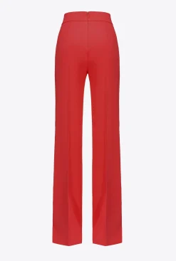 Tailleurs Et Ensembles|PINKO Pantalon A Boutons Dores Rouge Formule 1