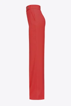 Tailleurs Et Ensembles|PINKO Pantalon A Boutons Dores Rouge Formule 1