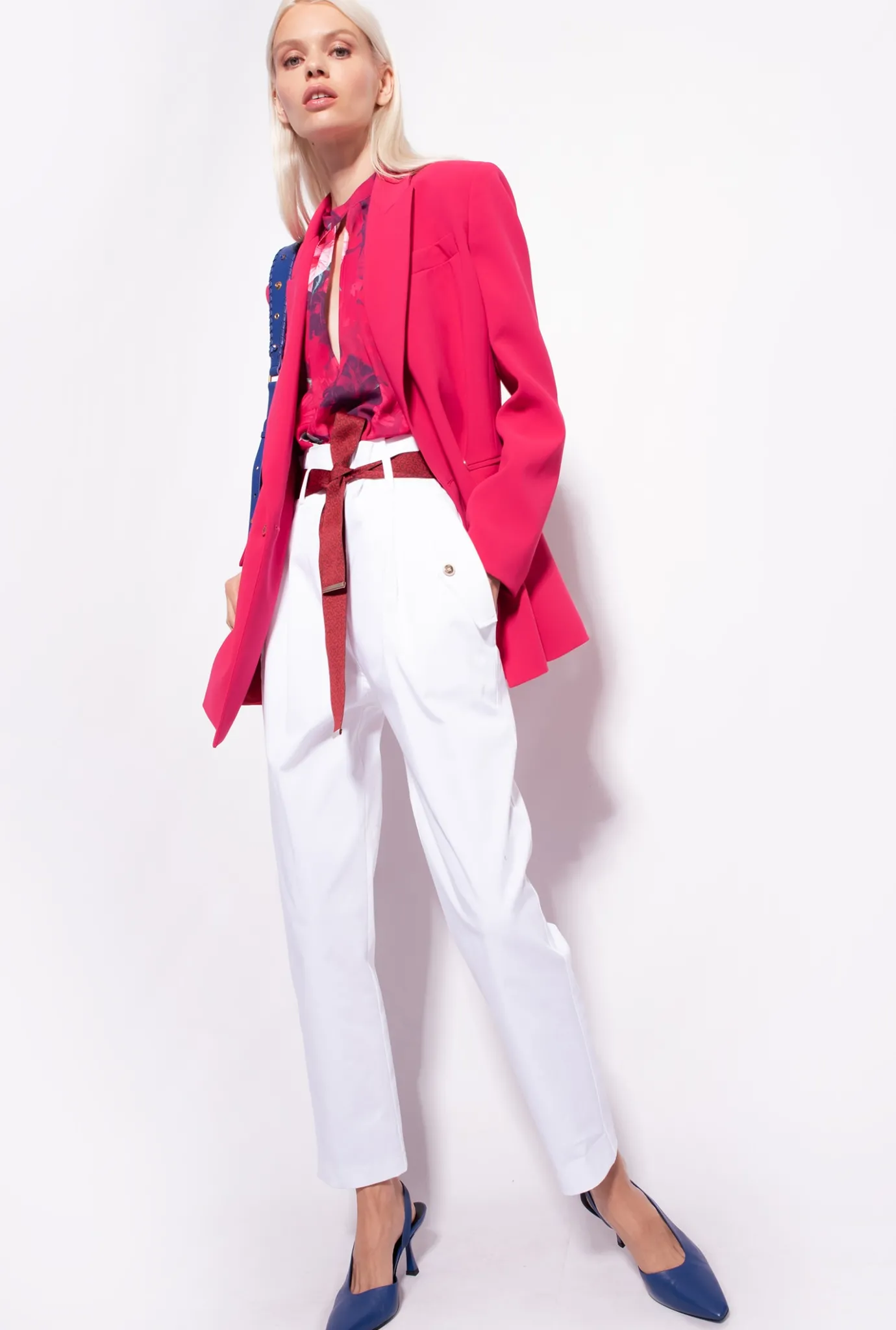 Pantalons|PINKO Pantalon A Ceinture Logotee Blanc-Blanche-Neige