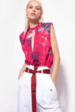 Pantalons|PINKO Pantalon A Ceinture Logotee Blanc-Blanche-Neige